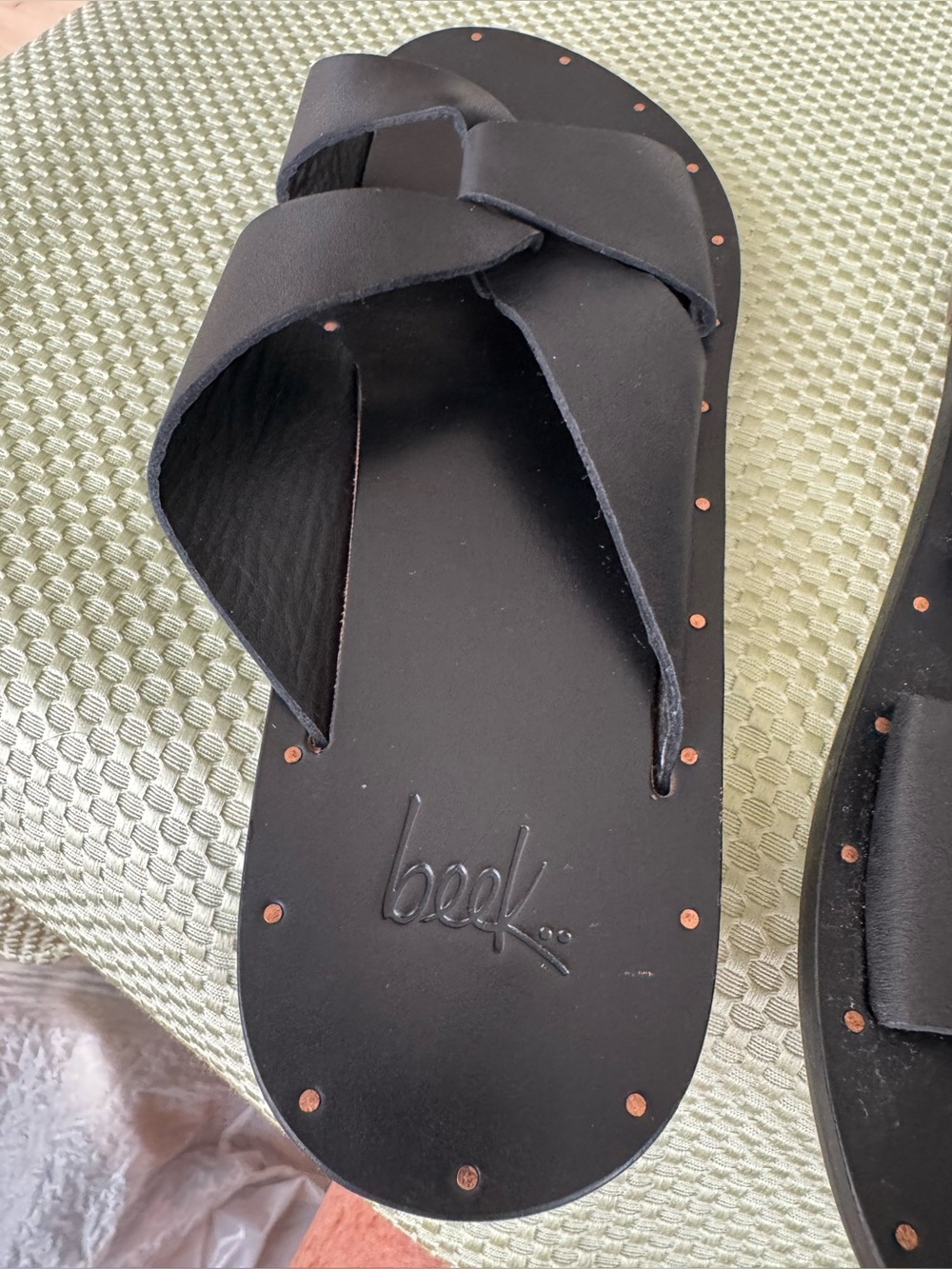 Nordstrom Beek Size 9 Black All Leather Knot Slide Sandals NWT - Picture 4 of 8